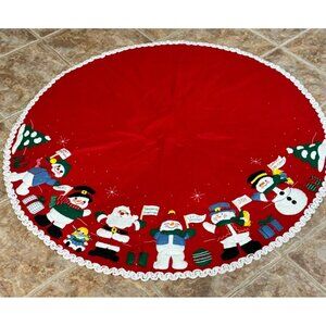 Completed Bucilla Cheerful Snowmen 84275 44" Felt Applique Christmas Tree Skirt
